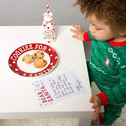 Pearhead Cookies for Santa Plate, Milk Jug and Notepad Set, Holiday Home Decorations, Christmas Eve Family Traditions, Gift Ideas for Kids, 3 Piece Set