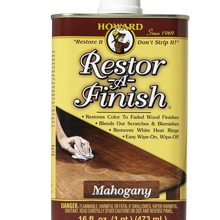 Howard Restaurador de Acabados Caoba RF5016 Restaura el Acabado Original Elimina las Marcas de Calor y Manchas en Muebles de Madera 473ml