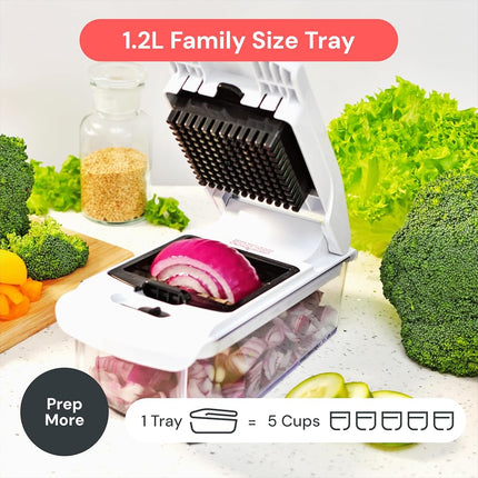 Fullstar Vegetable Chopper - Spiralizer Vegetable Slicer - Onion Chopper with Container - Pro Food Chopper - Slicer Dicer Cutter - (2 in 1, White)
