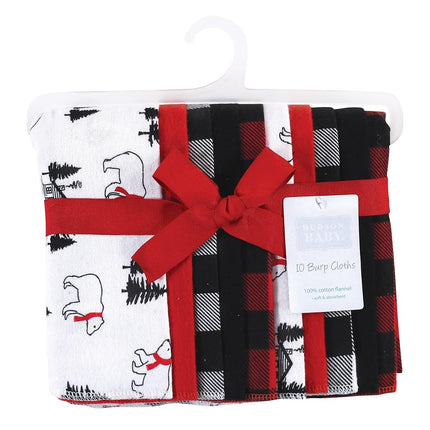 Bavoirs en flanelle de coton unisexe Hudson Baby, Ours à carreaux de buffle, Taille unique