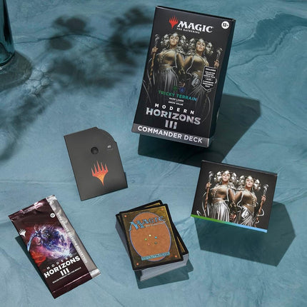 Magic: The Gathering Modern Horizons 3 Commander Deck - Tricky Terrain (100-Card Deck, 2-Card Collector Booster Sample Pack + Accessories) (English Version)
