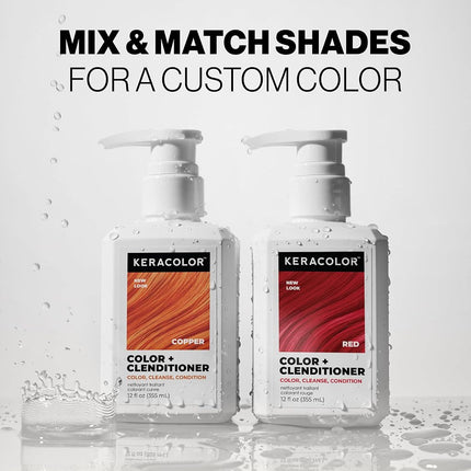 Acondicionador con color Keracolor Clenditioner Colorwash, cobre, 12 oz fl.