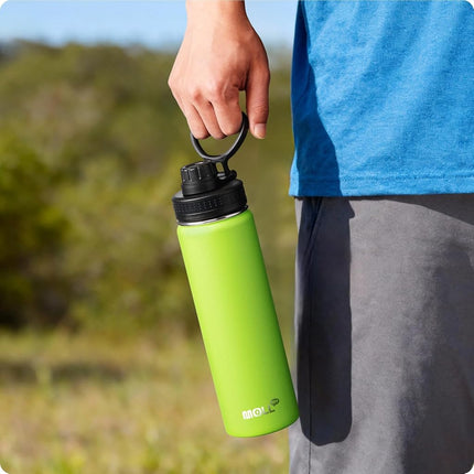 Mollcity Insulated Water Bottle-22oz/650ml Stainless Steel Double Wall Vacuum Sports Water Bottle with Spout Lid-Metal Leak Proof Travel Water Flask for Travel (Apple Green)