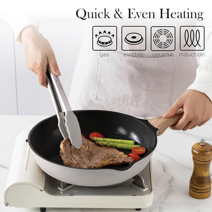 Country Kitchen Pots and Pans Set Nonstick, Cast Aluminum Kitchen Cookware Set with Utensils, 14 Pcs Non Stick Cooking Set w/Frying Pans & Saucepans, Sage