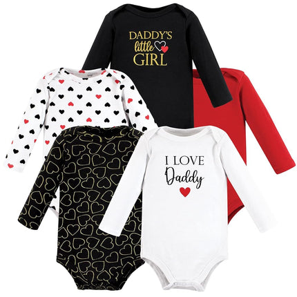 Hudson Baby Unisex Baby Cotton Bodysuits, Girl Daddy Red Black, 6-9 Months