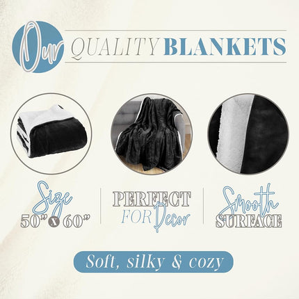 Elegant Comfort Reversible, Solid Sherpa Throw Blanket, All-Season Blanket- Super Soft, Cozy and Plush- Decorative Throw, Perfect for Lounging, 50 x 60 inches, Sherpa Throw Black