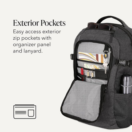 SWISSGEAR Extra Large Hybrid Laptop Backpack, Travel & Work Bag with Multiple Pockets & Airflow Back Panel, Grey Heather, 22-Inch