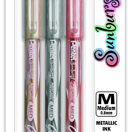 Pentel Sunburst Metallic Gel Pen, Medium Line, Per