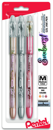 Pentel Sunburst Metallic Gel Pen, Medium Line, Per