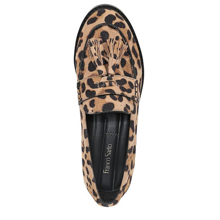 Franco Sarto Women's Carolyn Low Loafer, Tan Leopard Print Suede, 5