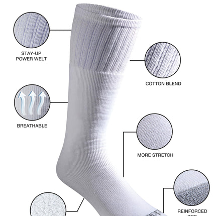 Dickies mens Multi-pack Cotton Blend Cushioned Work Tube Socks, White (36 Pairs), L