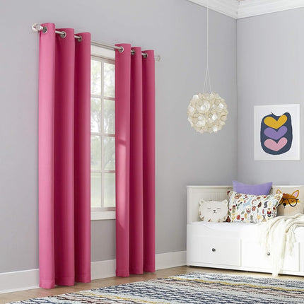 Sun Zero Kids Bedroom Blackout Grommet Curtain Pan