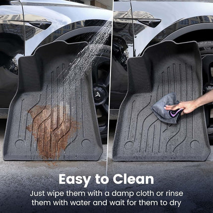 Floor Mats for Tesla Model Y 2021-2023 2024, 4 Pcs Mats Custom Fit All Weather, Waterproof TPE Interior Cargo Liners & Rear Trunk Mats with Anti-Slip for Model Y 5-Seater (Not Fit 7-Seat)