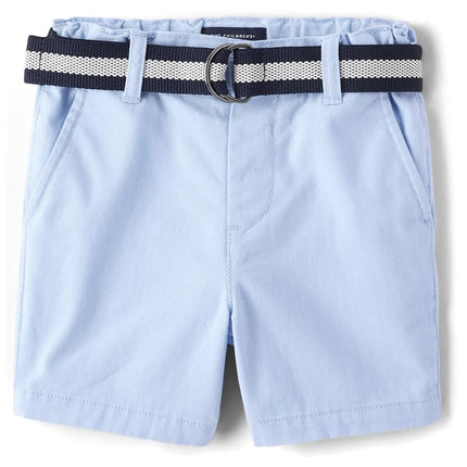 Short chino The Children's Place pour bébé garçon et jeune enfant, avec ceinture, sergé, bleu orage, 2T