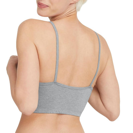 Hanes Women's Bralette, Breathable Pullover Bra, Crop Top, Solid Or Assorted, 3-Pack, Opaque, Sky Grey Heather/Concrete Heather/White, XL (Pack of 3)