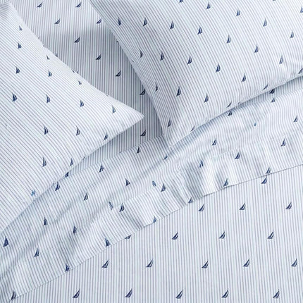 Nautica Cotton Percale Sheet Set, Full, Audley