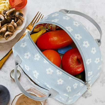 Bluboon Lunch Bag for Women Men Cute Corduroy Lunch Tote Bags Reusable Insulated Lunch Box Large Capacity Reusable Insulated Cooler for Work Picnic or Travel