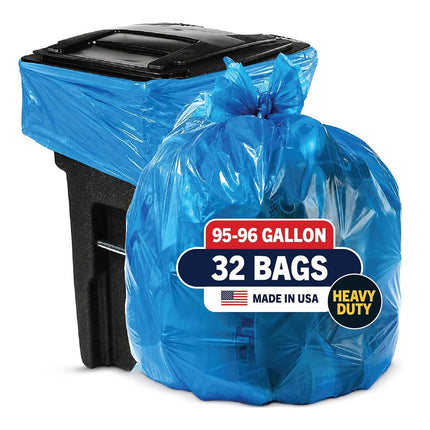 Aluf Plastics 95-96 Gallon Blue Trash Bags - (Pack