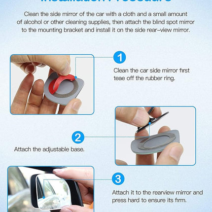 ICBEAMER 2-Piece Fan-Shaped Automobile Rear Blind Spot Mirror, 360 Rotating Design, Wide Angle Convex Rearview Mirror for Car, Truck, Van