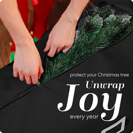 Bolsa de almacenamiento con ruedas Handy Laundry para árbol de Navidad artificial de 9 pies. Bolsa con cremallera, asas de transporte y ruedas para facilitar el transporte. Protege contra el polvo, los insectos y la humedad. (NEGRO)