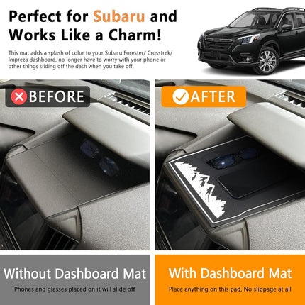 MOCHENT Dashboard Mats for Subaru Crosstrek Accessories 2023 2022 2021 2020 2019 2018 Subaru Forester 2019-2023 and Subaru Impreza 2018-2023 (White，Grow in Dark)