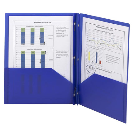 Smead Poly Two-Pocket Folder, Tang-Style Fastener, Letter Size, Dark Blue, 25 per Box (87726)
