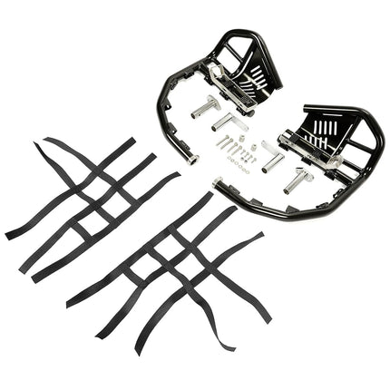 ALMULOO Nerf Bars Foot Pegs with Heel Guard, Compatible with 1999-2024 Honda 400EX 400X (Black Nerfs & Black Nets)