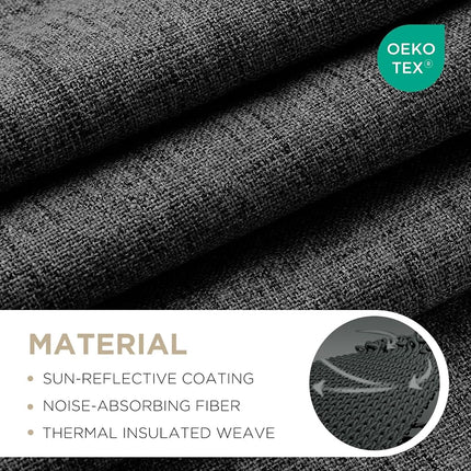 Joydeco 100% Black Out Curtains 90 inch Long 2 Panels Burg Natural Blackout Linen Drapes for Bedroom Living Room Darkening Curtain Thermal Insulated Back tab Rod Pocket(52x90 inch,Black)