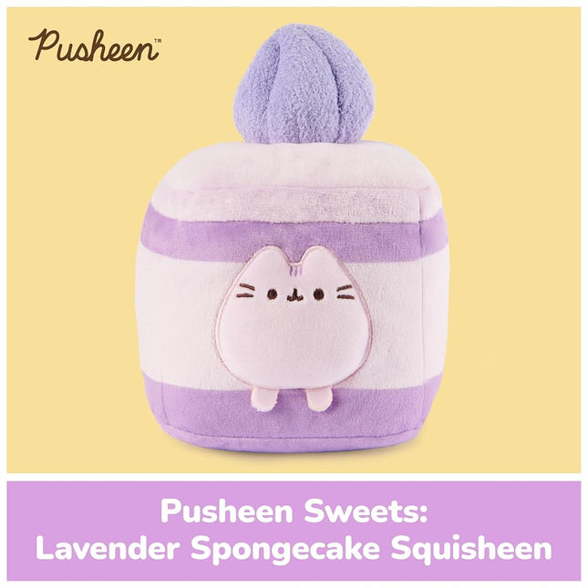 GUND Pusheen Lavender Spongecake Plush, Squishy Toy, Collectible Plush Toy, Dessert Plush, Cat Stuffed Animal for Ages 8 and Up, Purple, 6”