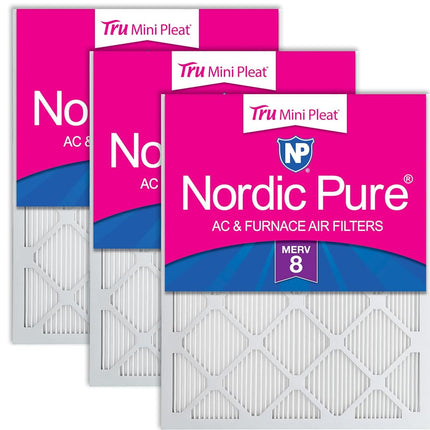 Nordic Pure 16x20x1M8MiniPleat-3 Véritables filtres à air de fournaise de climatisation Mini Plissé Merv 8, paquet de 3, 16 x 20 x 1 pouce