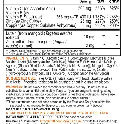 Vision Defender AREDS2 Eye Vitamins, Lutein Zinc Copper, Vegan, 90 Tablets
