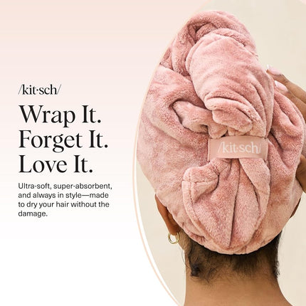 Kitsch Plush Microfiber Hair Towel Wrap for Women – Ultra Absorbent Microfiber Bath Towels for Wet, Curly, Long or Short Hair – Anti-Frizz Hair Wrap, Great Hair Products Gift for Women – Terracotta
