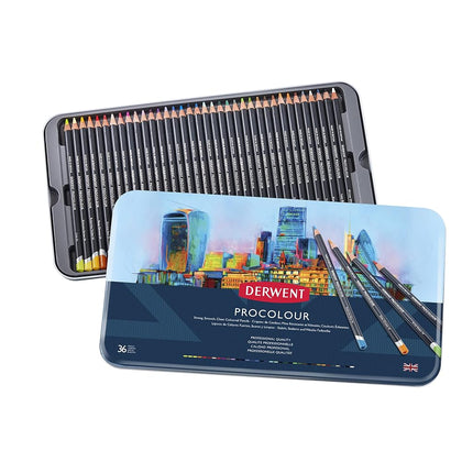 Derwent Procolour Pencils Set Of 36 In Tin, 4mm Ro
