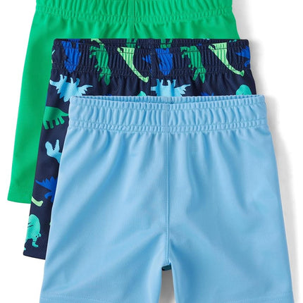 The Children's Place Baby Toddler Boys' Athletic Basketball Shorts, Atomic Blue 3-Pack, 4T