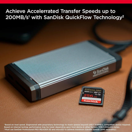 SANDISK Extreme PRO SDXC card 256GB (SD card, up to 200MB/s, V30 Memory Card, 4K UHD, SANDISK QuickFlow Technology, RescuePro Deluxe Data Recovery Software, UHS-I, Class 10, U3, V30)