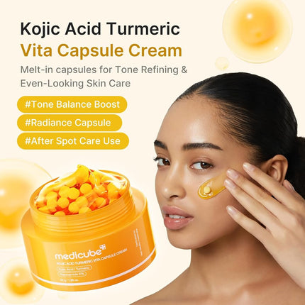 medicube Turmeric Vita Capsule Cream for Uneven Skin Tone, Glow Hydration & Radiance | Korean Skincare | 1.94 oz