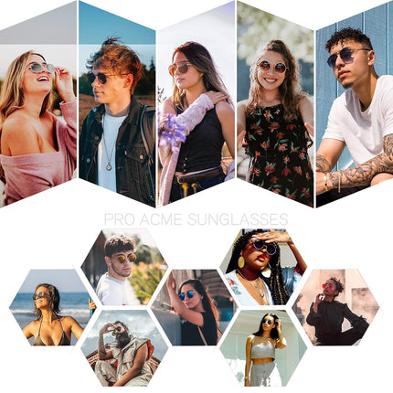 Gafas de sol polarizadas pequeñas redondas Pro Acme para hombres y mujeres, estilo retro, con montura de metal, UV400, C6 - Marco dorado/Lente marrón, Pequeñas