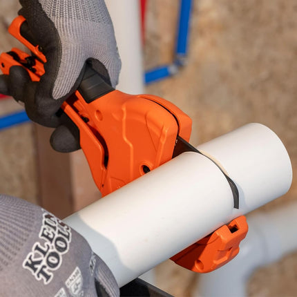 Klein Tools 50080 Ratcheting PVC Pipe Cutter, Cuts 2-Inch ID PVC, CPVC, PEX Pipes, One-Handed Operation, Replaceable Blades