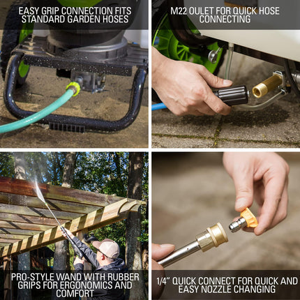 Hidrolavadora eléctrica Greenworks 2300 PSI TruBrushless (2.3 GPM), manguera de 25', lanza de conexión rápida, boquillas de 15, 24, 40 grados, jabón y turbo.