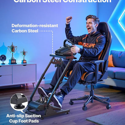 VEVOR Racing Wheel Stand, Adjustable & Foldable Simulator Stand for Logitech G29 G27 G920 G923, Thrustmaster T300RS T300GT T248 TS-PC TSXW Gaming Cockpit,Pedals Simulator NOT Included