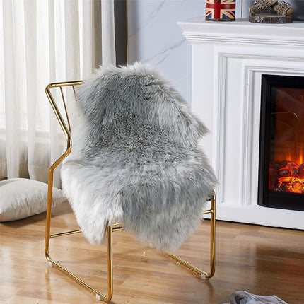 EasyJoy Faux Fur Soft Fluffy Single Sheepskin Style Rug Chair Cover Seat Pad Shaggy Area Rugs for Bedroom Sofa Floor (2 x 3 ft Sheepskin, Light Grey)
