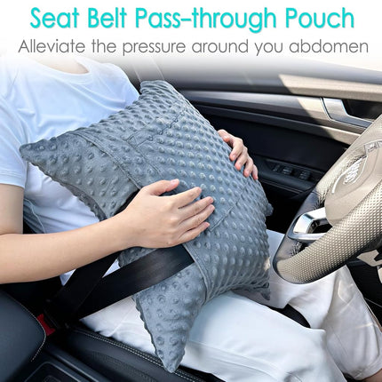 Heal n Hope Heart Surgery Pillow Shock Absorbing for Open Heart Surgery After Bypass Coughing with 2 Pockets - Recovery Gifts with Hands Placement Pouch, Minky Dot Dark Gray