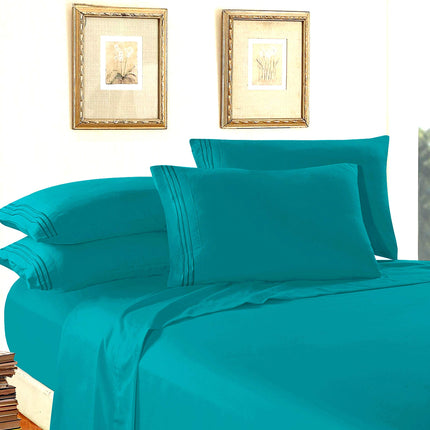 Elegant Comfort Luxury 1500 Premium Hotel Quality Microfiber 4-Piece Sheet Set - Wrinkle Resistant, All Around Elastic Fitted Sheet, Deep Pocket up to 16", Queen, Turquoise