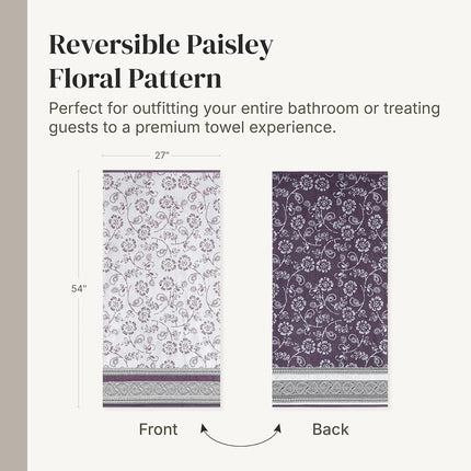 Modern Threads 6 Piece Set, 2 Bath Towels, 2 Hand Towels, 2 Washcloths Yarn Dyed Jacquard/Solid Towel Set Ophelia Orchid