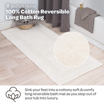 Alfombra de baño larga reversible Bedford Home 100 % algodón - Marfil - 24x60