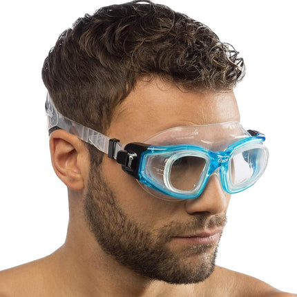 Cressi Galileo Goggles T/Glass Aquamarine - Adult Swimming Goggles With Tempered Glass Anti Fog 100% Anti UV, Clear/Aquamarine, One Size