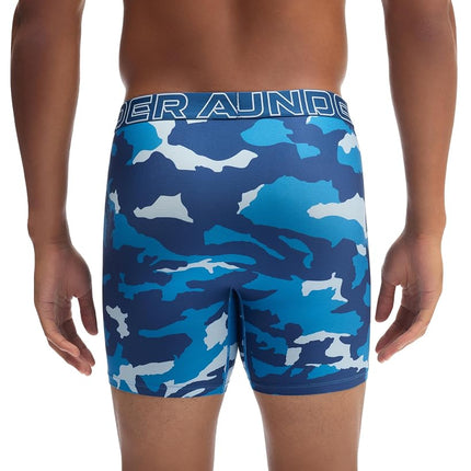 Under Armour 3-Pack Performance Tech Mesh Solid 6" Boxer Briefs, Blue Fog, M