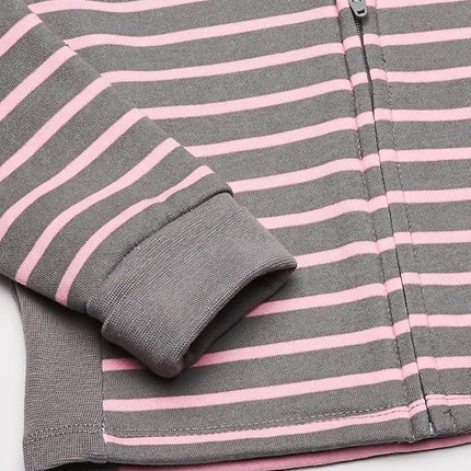 Hanes Baby Hoodie, Zippin 4-Way Stretch Fleece Jacket, Steel/Pink Stripe, 18-24 Months