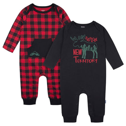 Gerber Baby Boys' Long Sleeve Jumpsuit (2 Pack), Blue Polar Bear, 12 Months