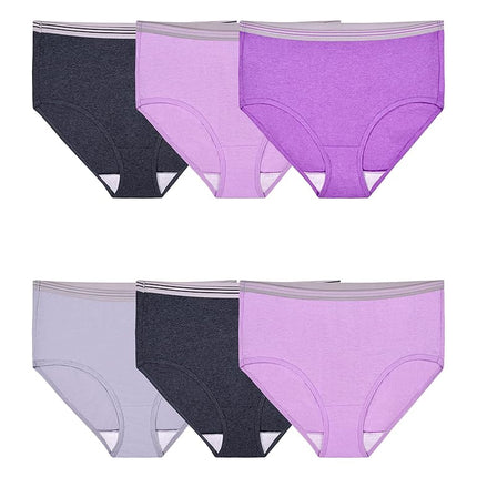Fruit of the Loom Women's Plus Size Comfort Covered Cotton Assorted Briefs, 6 Pack Underwear, 16 (Pack of 6)